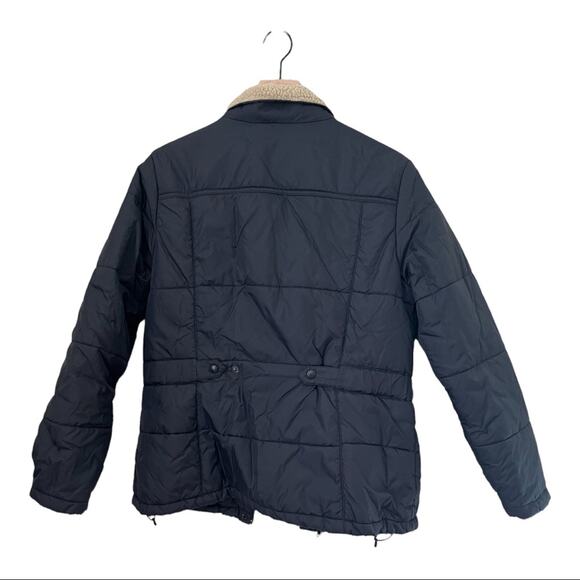 Lands’ End Black Insulated Jacket with Fleece Like Collar Size Medium - Picture 2 of 6